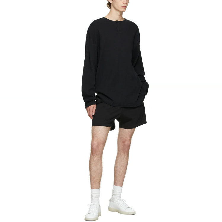 Fear of God Essentials FW21 Thermal Henley Black Tee FOG-FW21-124