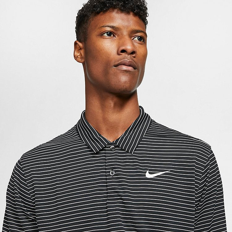 Nike Dri-fit Striped Golf Polo Shirt 'Black Summit White' AJ5482-010