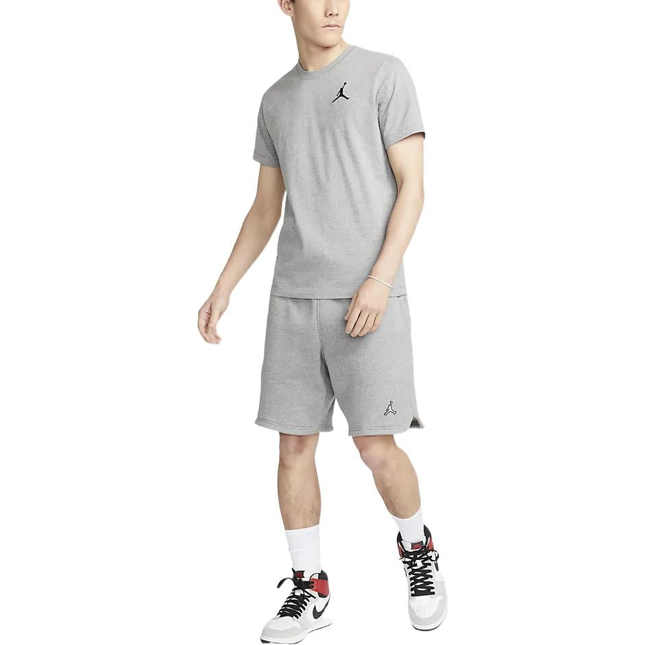Men's Air Jordan Solid Color Logo Embroidered Round Neck Short Sleeve Gray T-Shirt DC7486-091