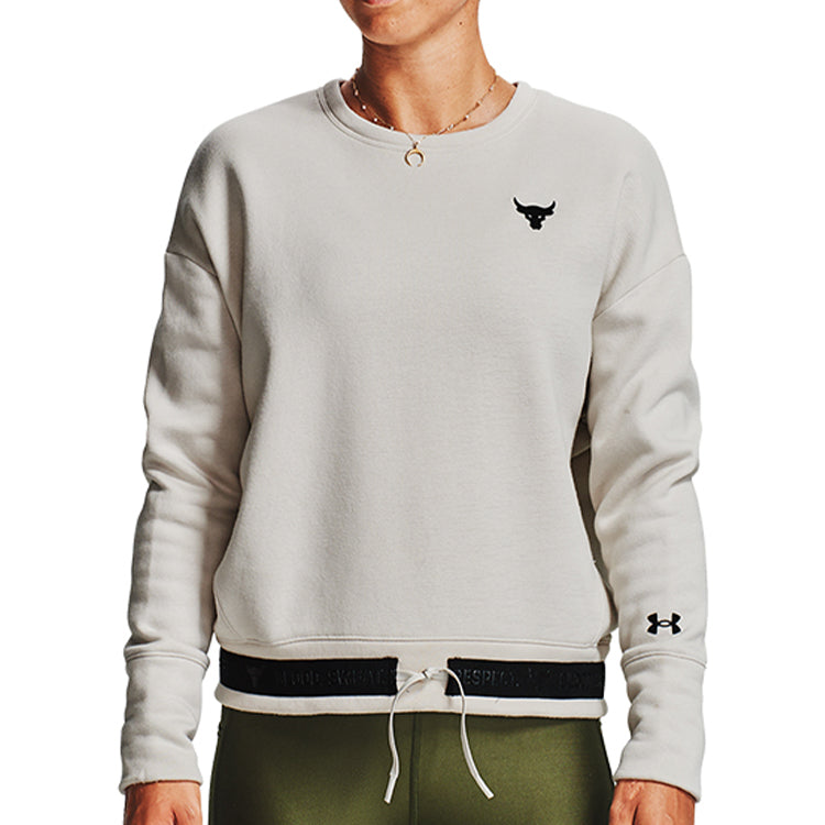 (WMNS) Under Armour Charged Fleece Round-neck Swea White 1357059-110