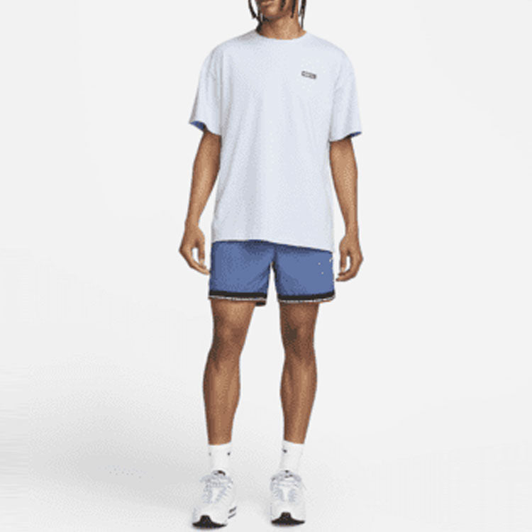 Men's Nike Logo Printing Round Neck Short Sleeve Blue T-Shirt DH7463-548