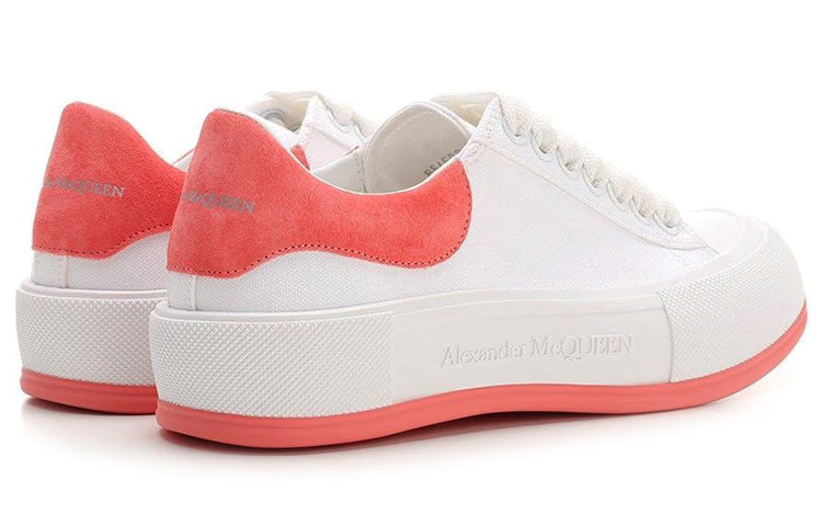 (WMNS) Alexander McQueen Deck Skate Plimsoll Lace Up 'White Coral' 654593W4MV79097