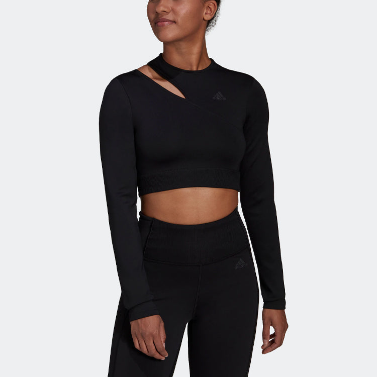 (WMNS) adidas Solid Color Sports Gym Long Sleeves Black HM3179