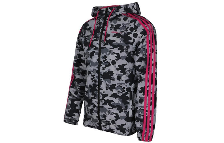 adidas neo M Radio W WB Camouflage hooded Sports Jacket Black FU3597
