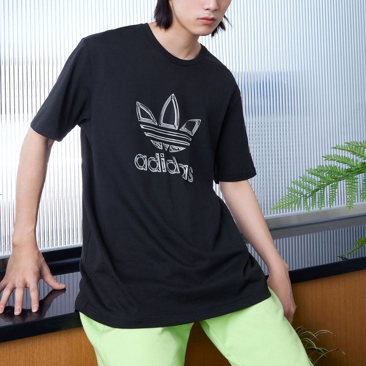 adidas Originals Logo Printing Sports Short Sleeve Tee 'Black Silver' GT4372