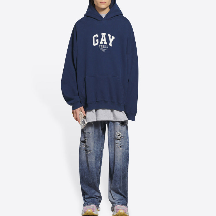 Balenciaga Pride Hoodie Boxy Fit 'Navy' 651799TLV548561