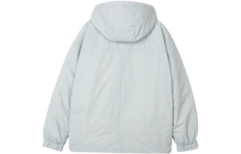 Skechers Zip-up Solid Color Hooded Down Jacket 'Black Grey White' L421M084