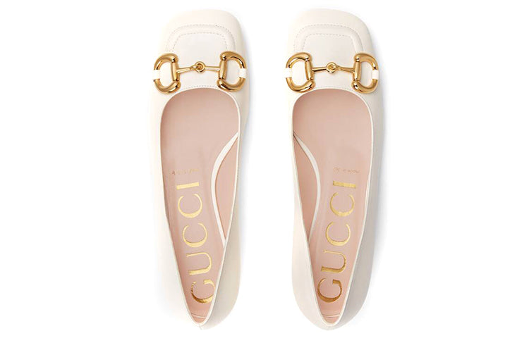 (WMNS) Gucci Ballet Flat with Horsebit 'White Leather' 645600-C9D00-9022