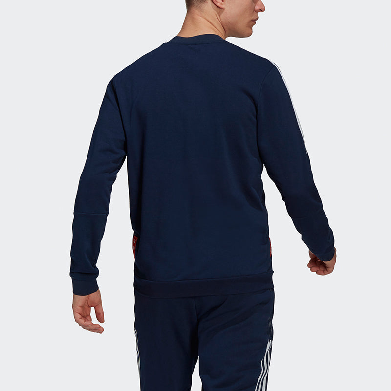 adidas Afc Cny Cr Swt Series Soccer/Football Sports Embroidered Pattern Round Neck Pullover Navy Blue GK9401