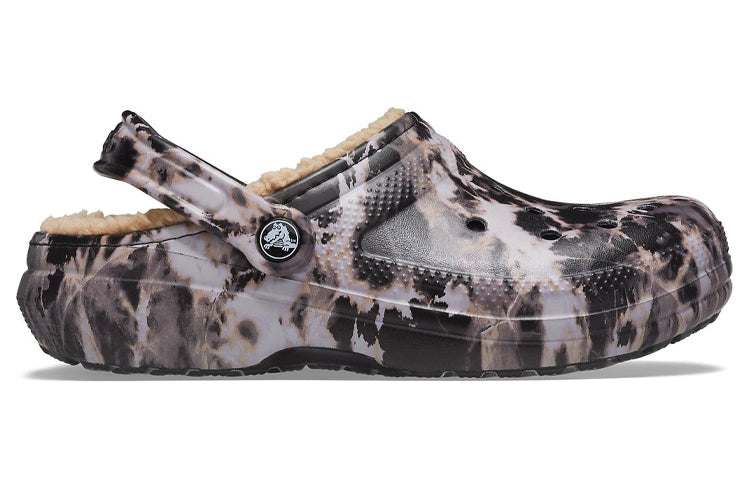 Crocs Classic Lined Bleach Dye Clogs 'Black White Beige' 207299-001