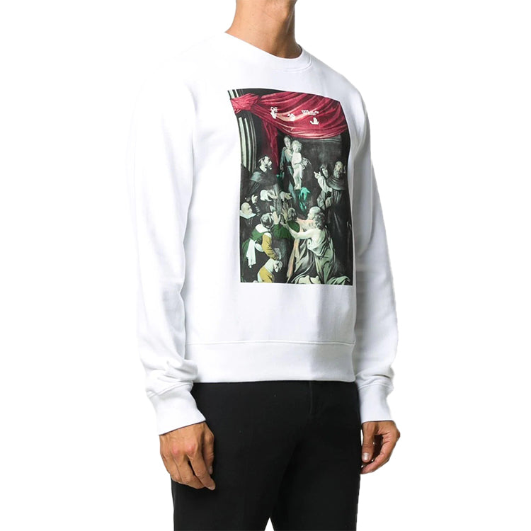 Off-White FW20 Caravaggio Print Crew Neck Sweatshirt OMBA025E20FLE0040110