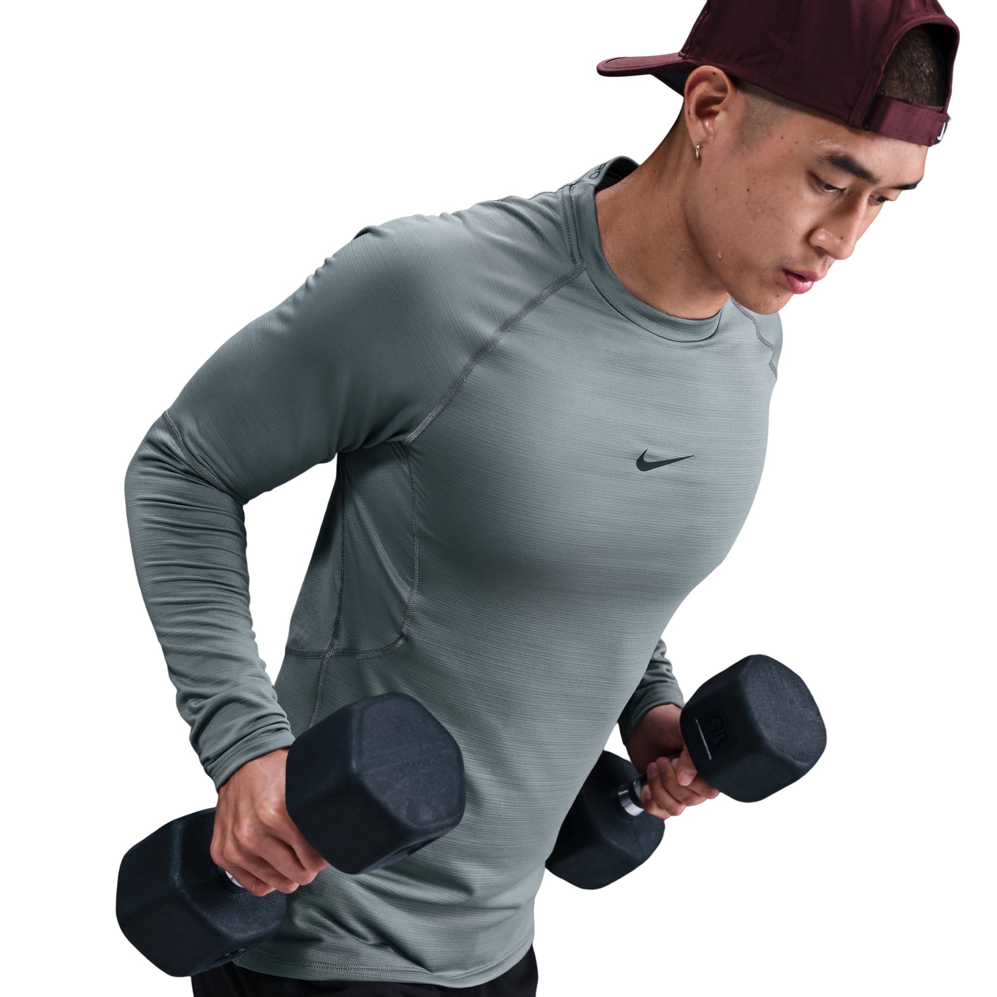 Nike Pro Warm Long-Sleeve T-Shirt 'Smoke Grey Black' FB7983-084