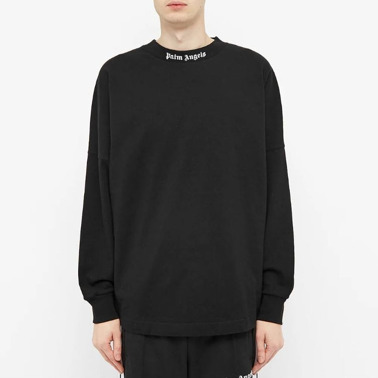Men's PALM ANGELS Back Large Logo Printing Long Sleeves Black PMAB001R204130031001