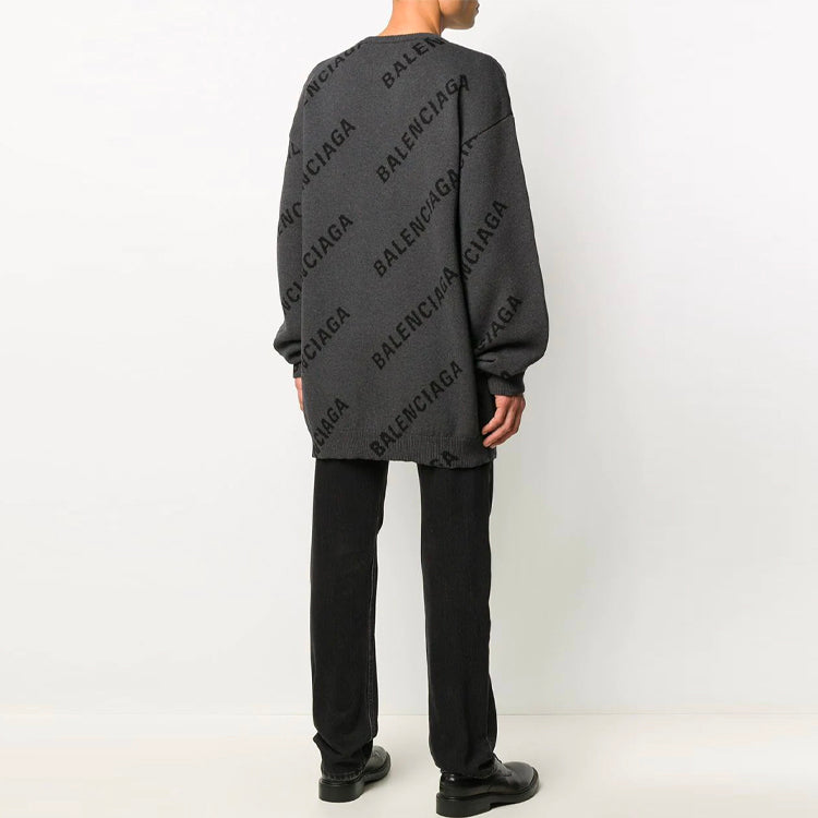 Balenciaga Intarsia Knit Logo Jumper 'Grey' 625970T31781262