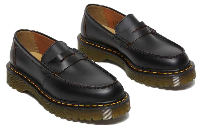 Dr. Martens Penton Bex Yellow Stitch Quilon Leather Loafers 'Black' 27826001