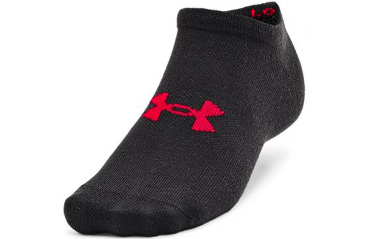 Under Armour Essentials No Show Socks - 6-Pack 'Black Red' 1358780-001