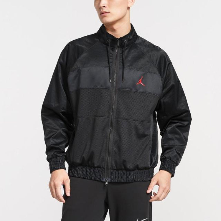 Air Jordan Stand Collar Logo Casual Woven Sports Jacket Black AV1303-011