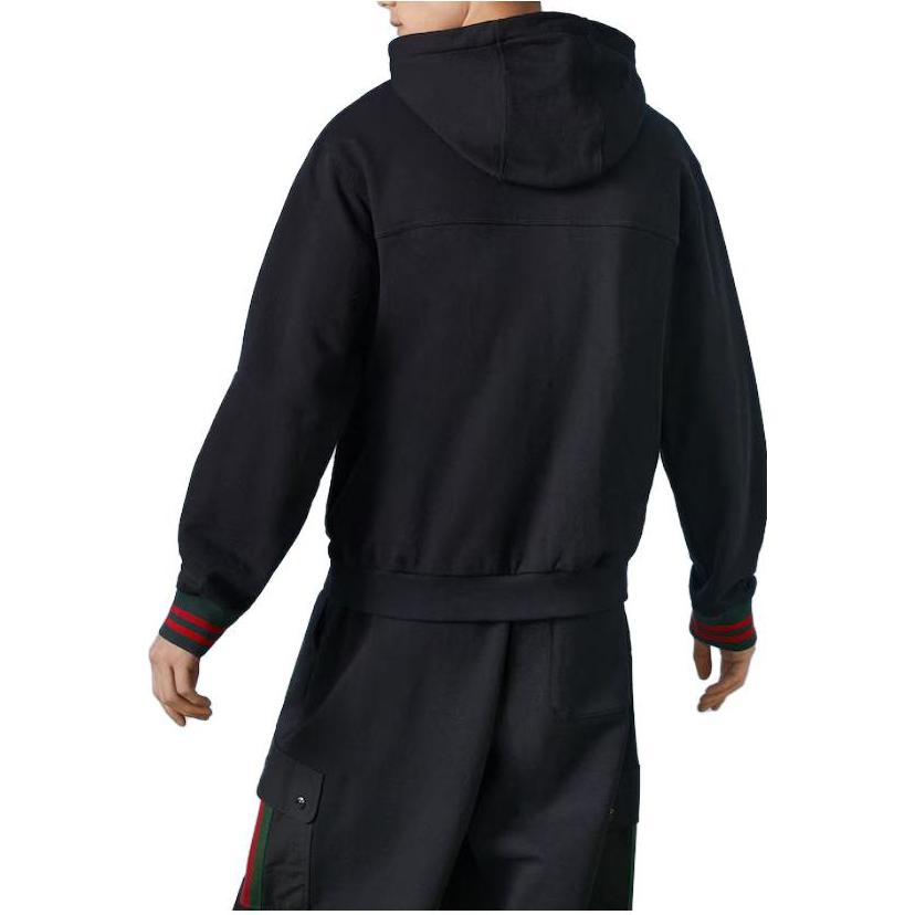Gucci Cotton Jersey Hooded Jacket With Web 'Black' 752187-XJFQV-1043