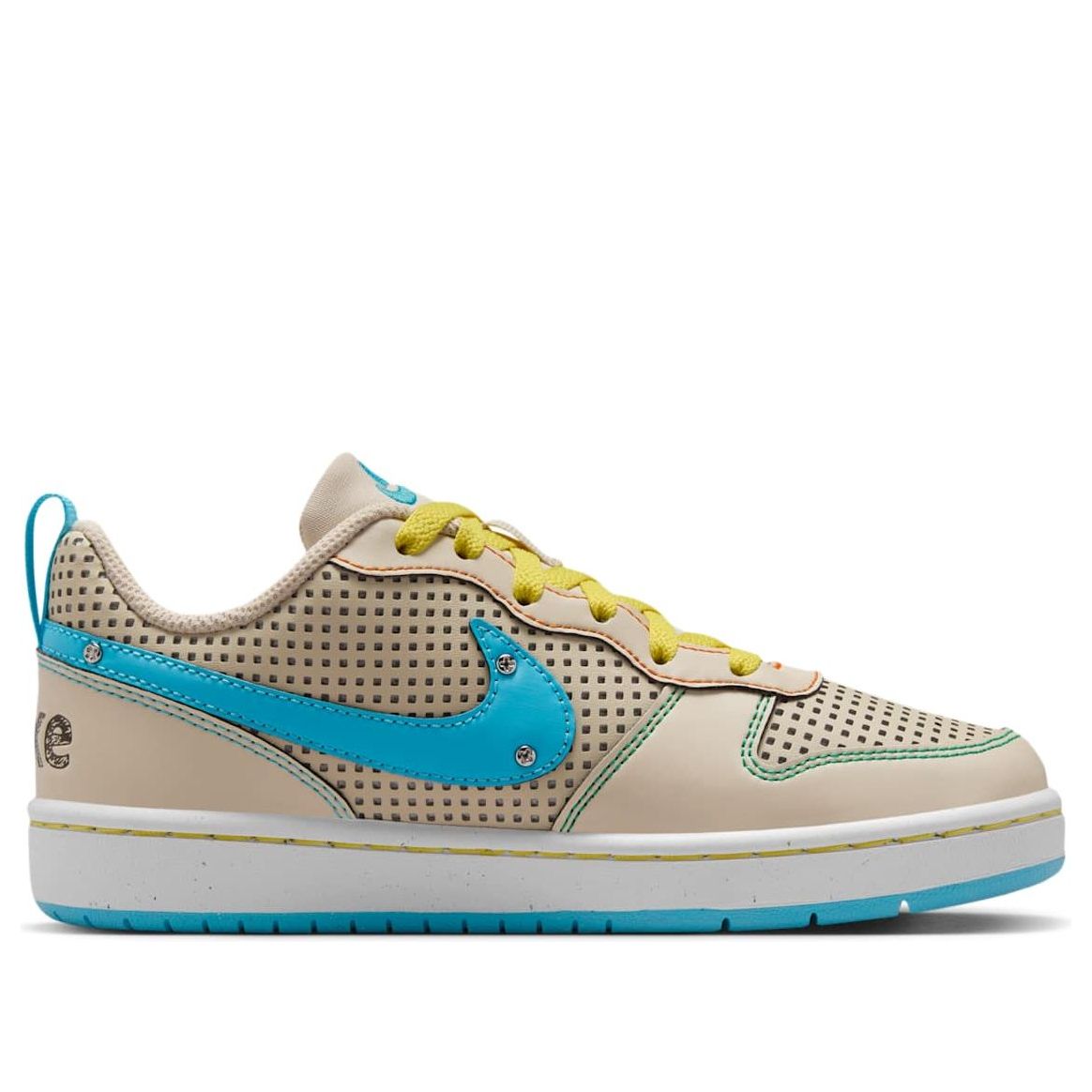 (GS) Nike Court Borough Low Recraft 'Sanddrift Phantom Opti Yellow Baltic Blue' IB7726-126