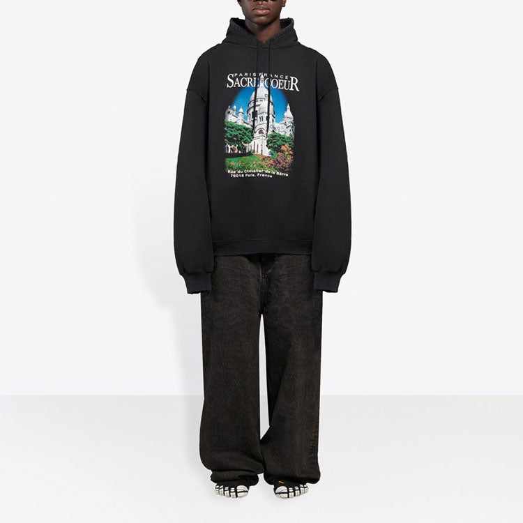 Men's Balenciaga landscape Loose Hoodie Black 641679TJVH91000