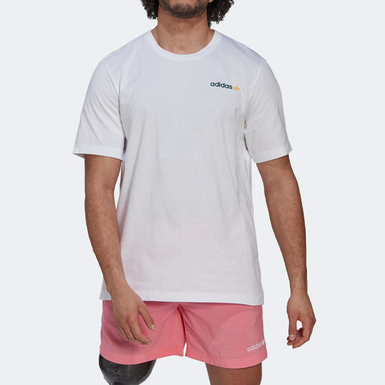 Men's adidas originals Back Sailboat Pattern Alphabet Printing Loose Round Neck Short Sleeve White T-Shirt HR7906