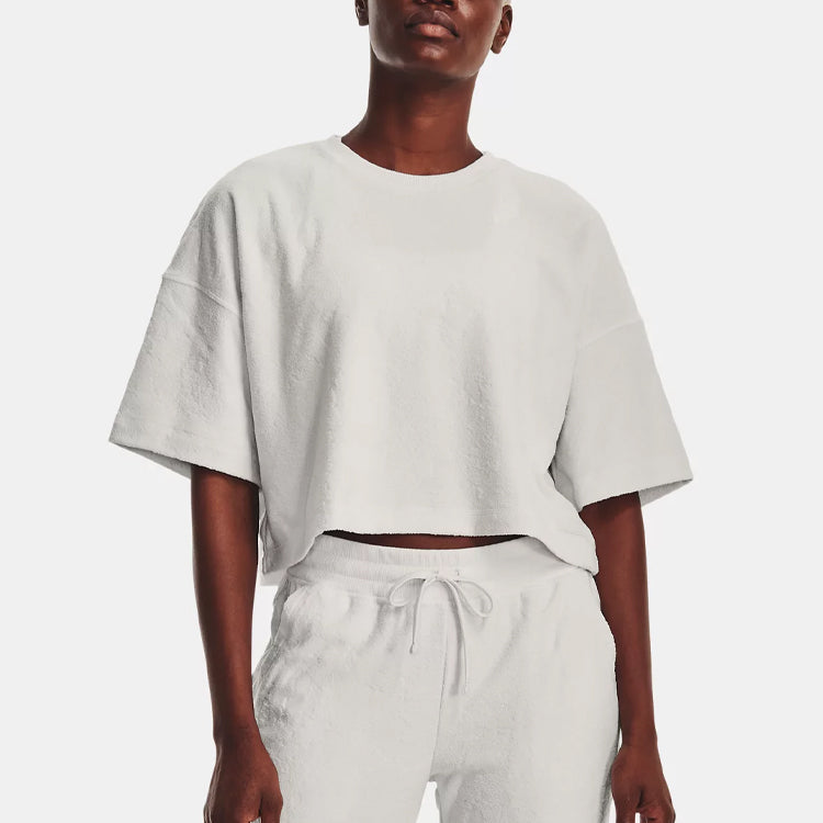 (WMNS) Under Armour Journey Terry Cropped T-shirt 'Grey' 1376914-006