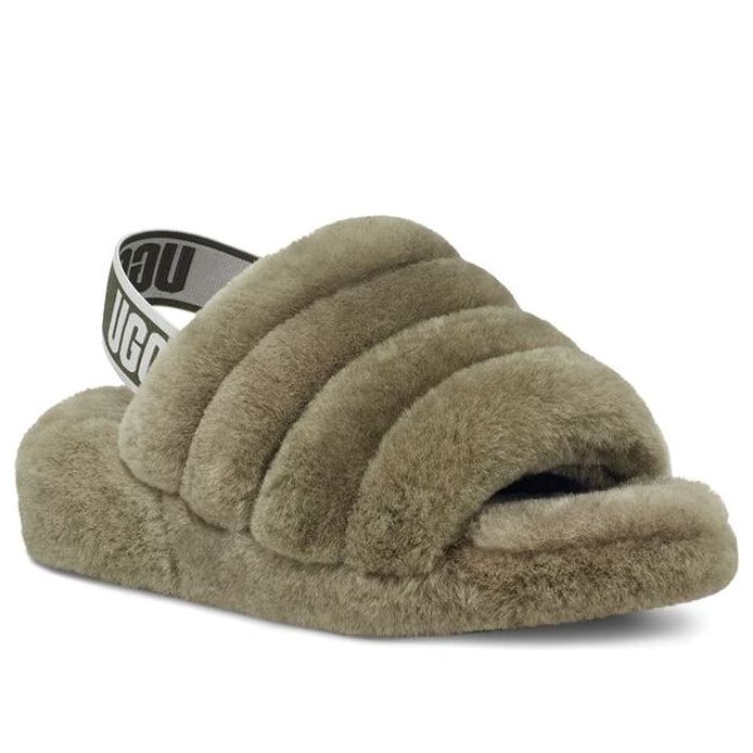 (WMNS) UGG Fluff Yeah Slide 'Burnt Olive' 1095119-BTOL