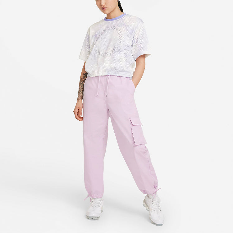 (WMNS) Nike Sportswear Icon Clash Tie Dye Printing Mesh Breathable Round Neck Short Sleeve Light Purple T-Shirt CZ9325-569