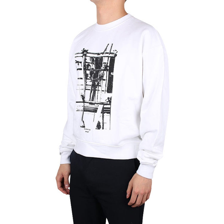 Off-White Arrow Pattern Printing Cotton Round Neck Long Sleeves White OMBA035F19E300070110