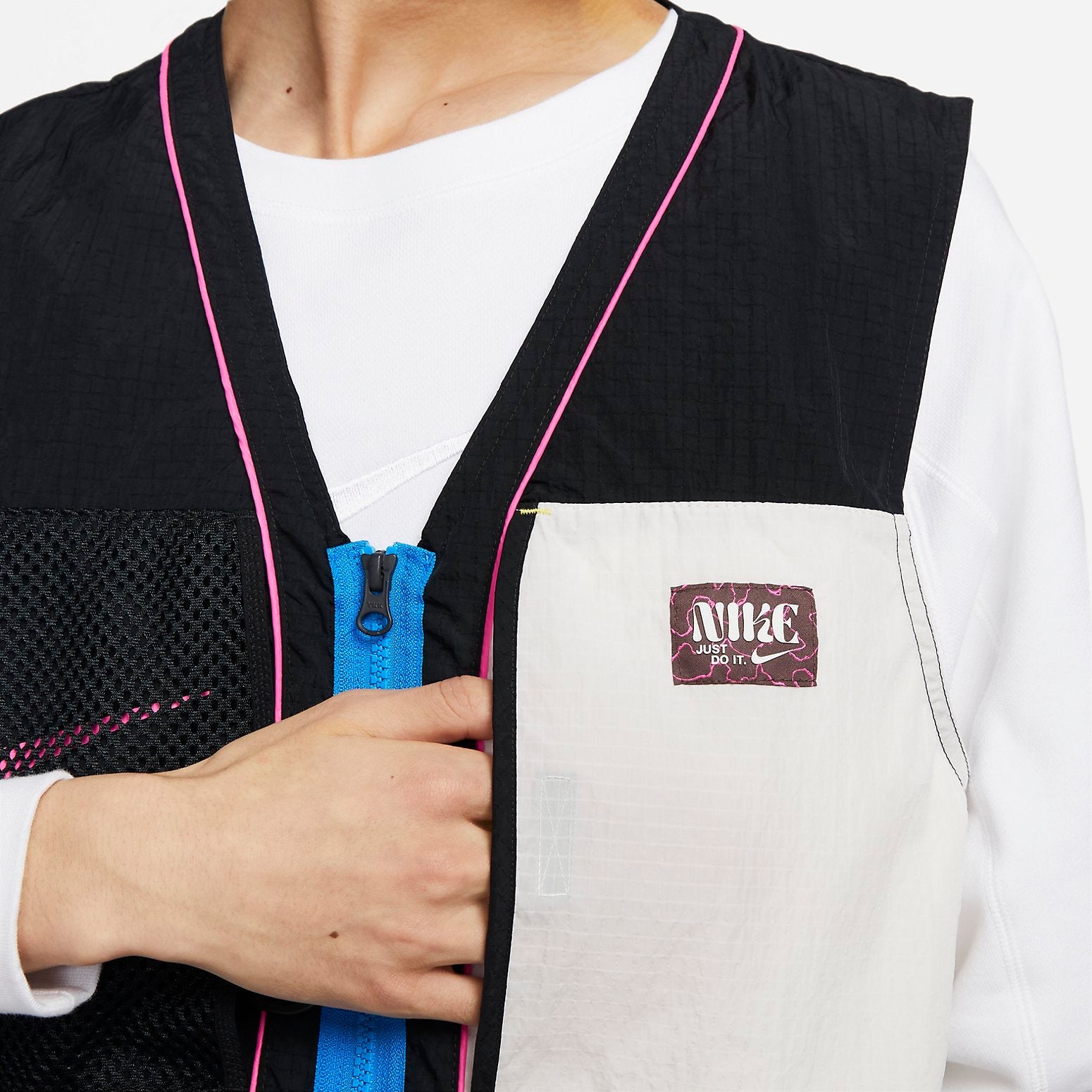 Nike Sports Casual Breathable All-match Stitching Stacked Mesh Vest 'Black White Brown' FJ7683-010