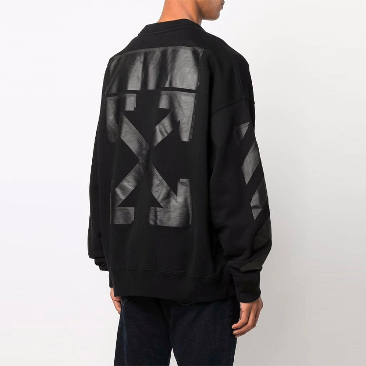 Men's Off-White FW21 Logo Pattern Printing Round Neck Pullover Loose Fit Black OMBA054F21FLE0071010
