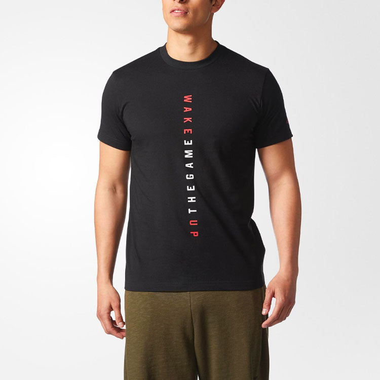 adidas Adi Slgn Tee Alphabet Printing Casual Round Neck Short Sleeve Black CV8506