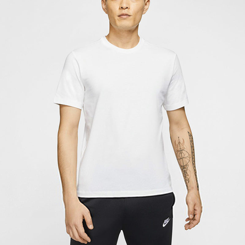 Men's Nike Solid Color Round Neck Pullover Sports Short Sleeve White T-Shirt BQ2971-100