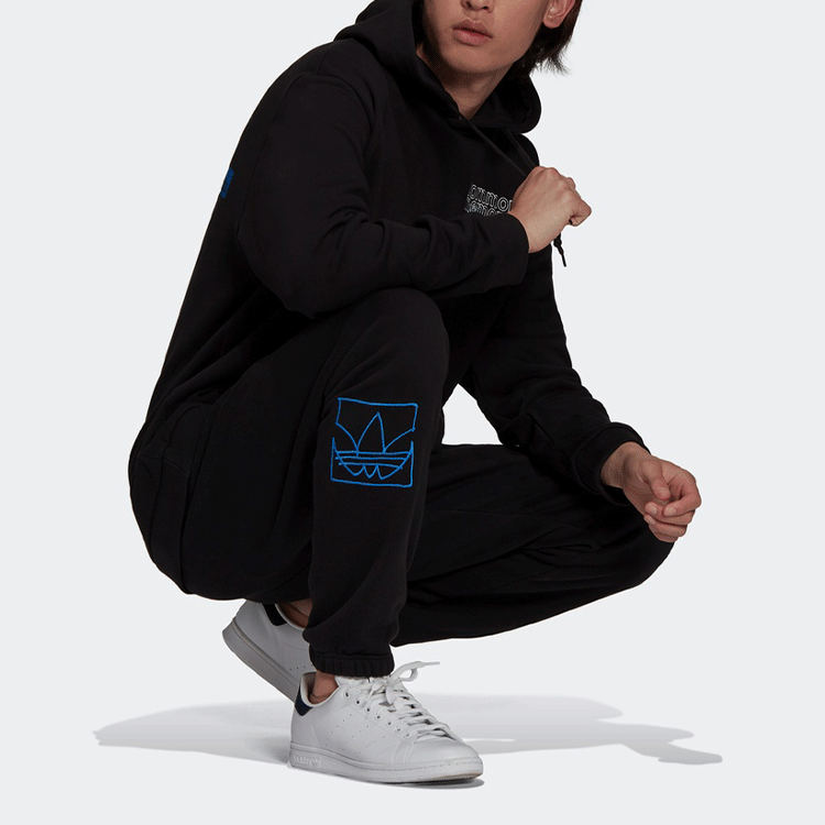 Men's adidas originals Embroidered Logo Sports Pants/Trousers/Joggers Black H13505