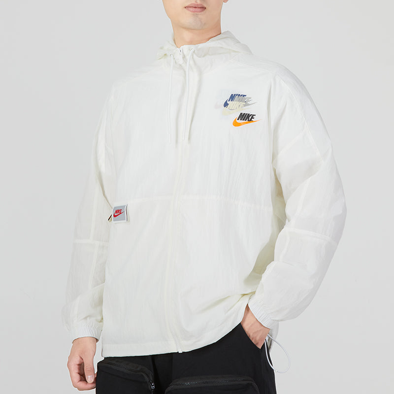 Men's Nike Training Athleisure Casual Sports Logo Solid Color Hooded Jacket White DV3133-133