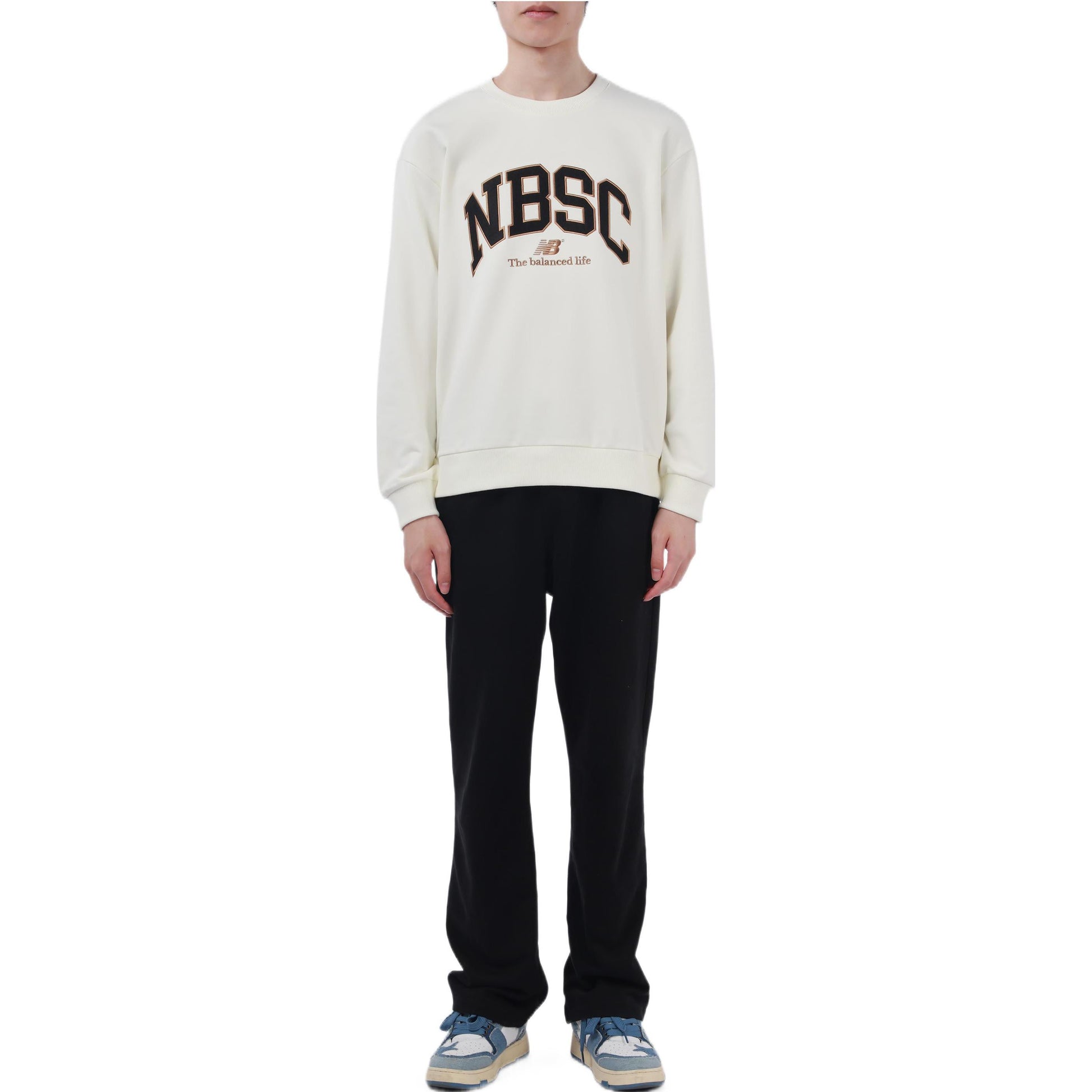 New Balance Casual Sports Sweatshirt Asia Sizing 'White Black' 5CC44333-IV