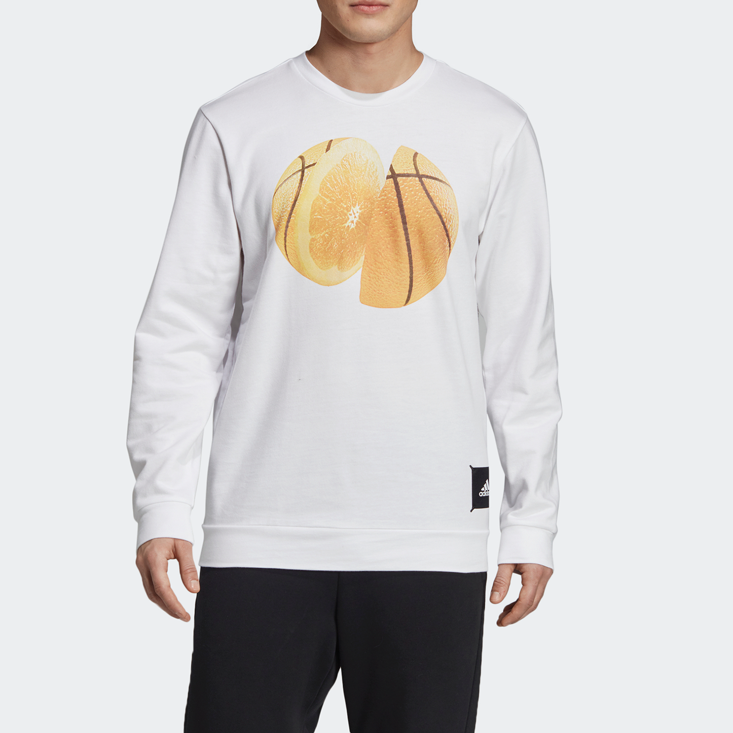 adidas Crew M Casual Sports Round Neck Pullover White FJ7568