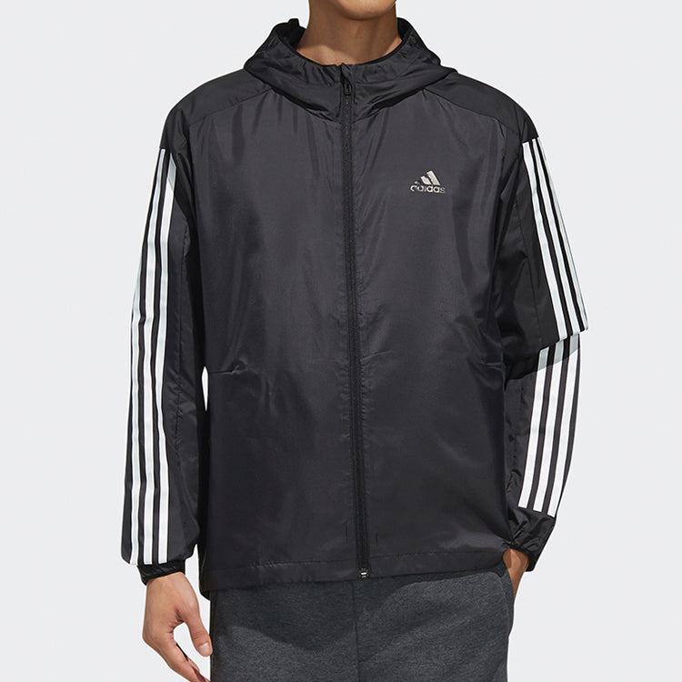 Men's adidas Casual Sports Hooded Jacket Black EK4727