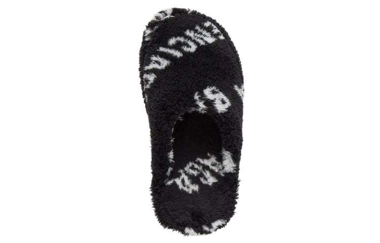 Balenciaga Furry Slides 'Allover Logo - Black' 699675W2B411090