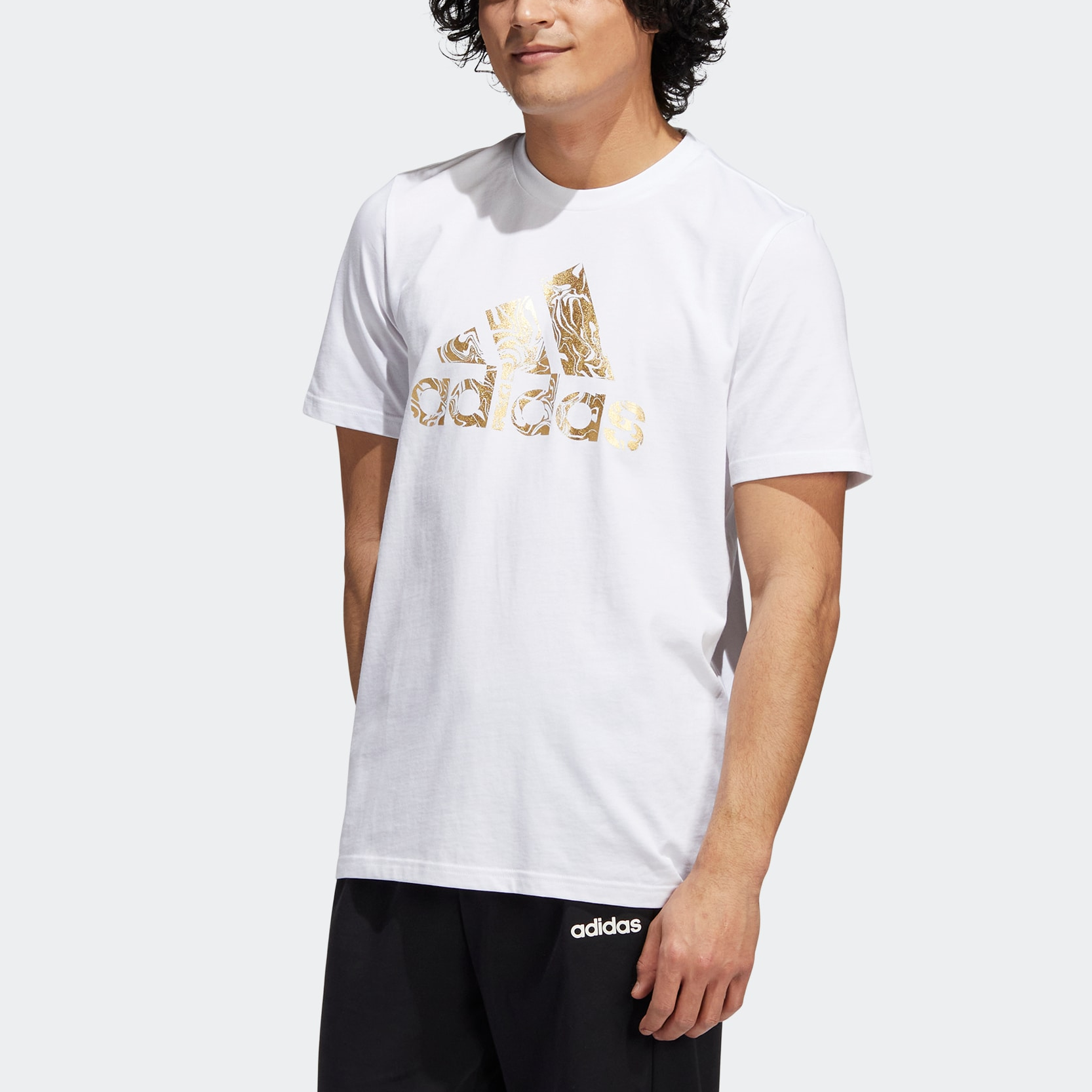 adidas Liquid Foil Badge Of Sport Graphic Tee 'White' HK9156