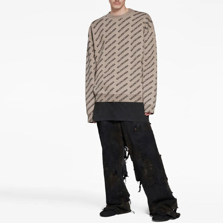 Balenciaga Mini Allover Logo Sweater 'Beige' 736247T32339977