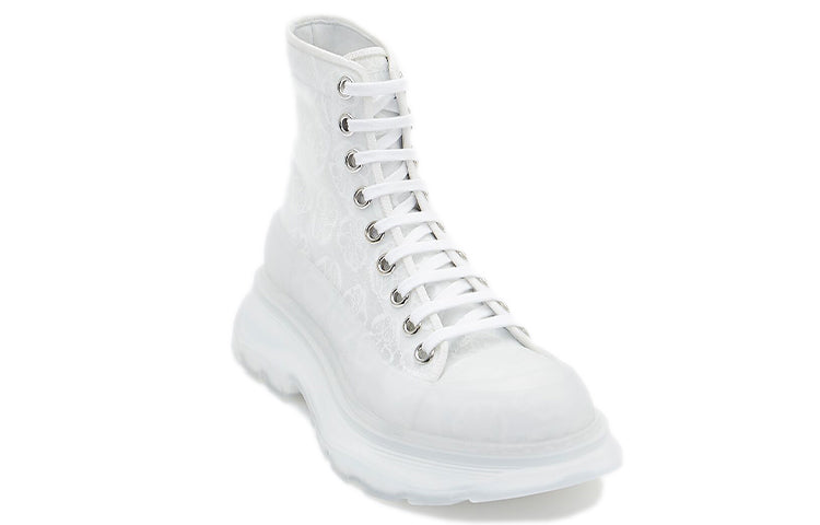(WMNS) Alexander McQueen Tread Slick Lace Up High Boots 'White Transparent' 658086W4Q329337