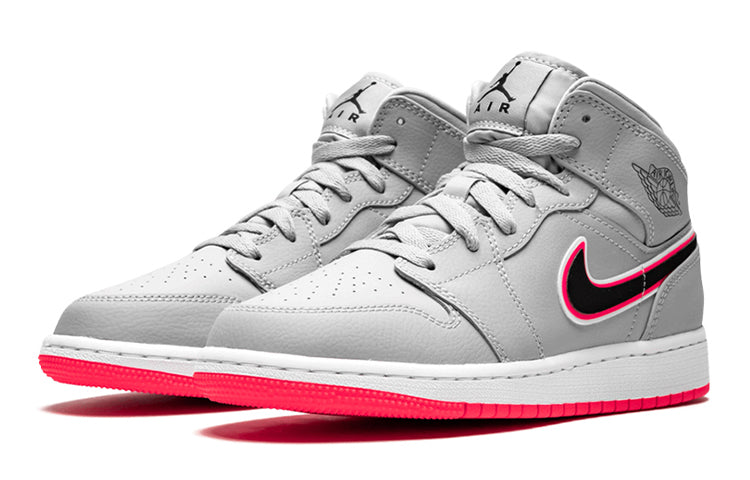 (GS) Air Jordan 1 Mid 'Wolf Grey Pink' 555112-060