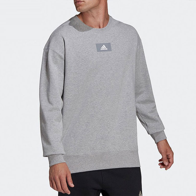 Men's adidas Round Neck Training Sports Knit Casual Gray HE4351
