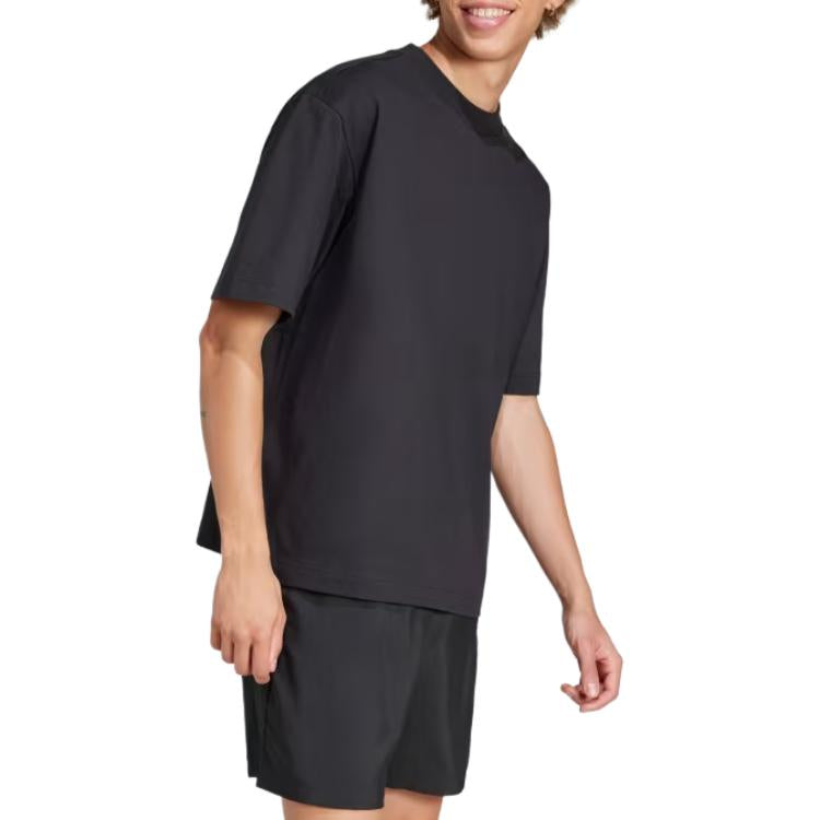 adidas Essentials Loose Fit 3 Bar Logo T-Shirt Asia Sizing 'Black White' JF3615