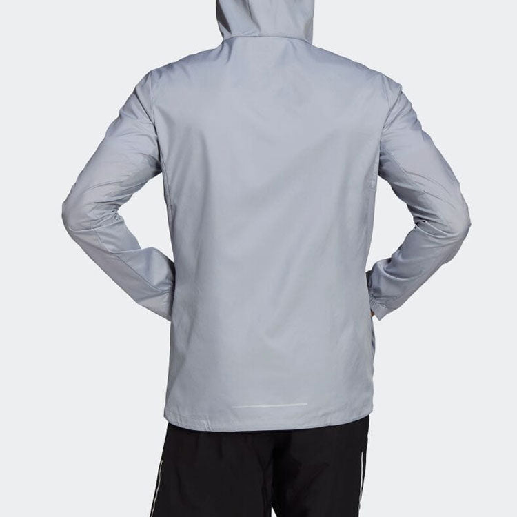 Men's adidas Logo Printing Solid Color Casual Hooded Jacket Japanese Version Gray HB7428
