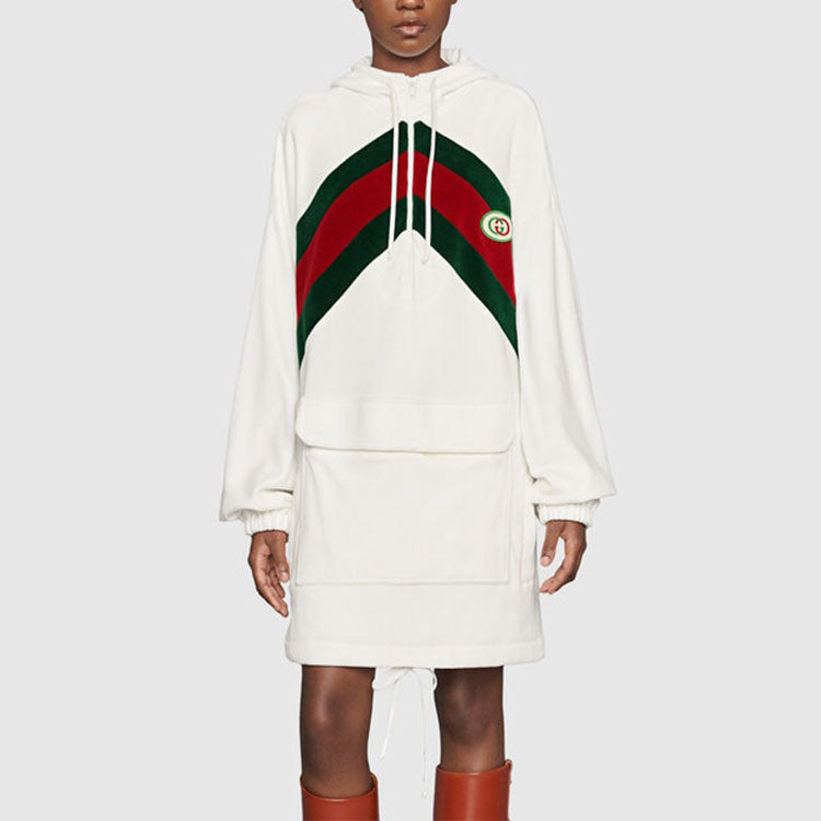 (WMNS) Gucci Cotton dress with chenille Web 'White' 678707-XJDYG-9061