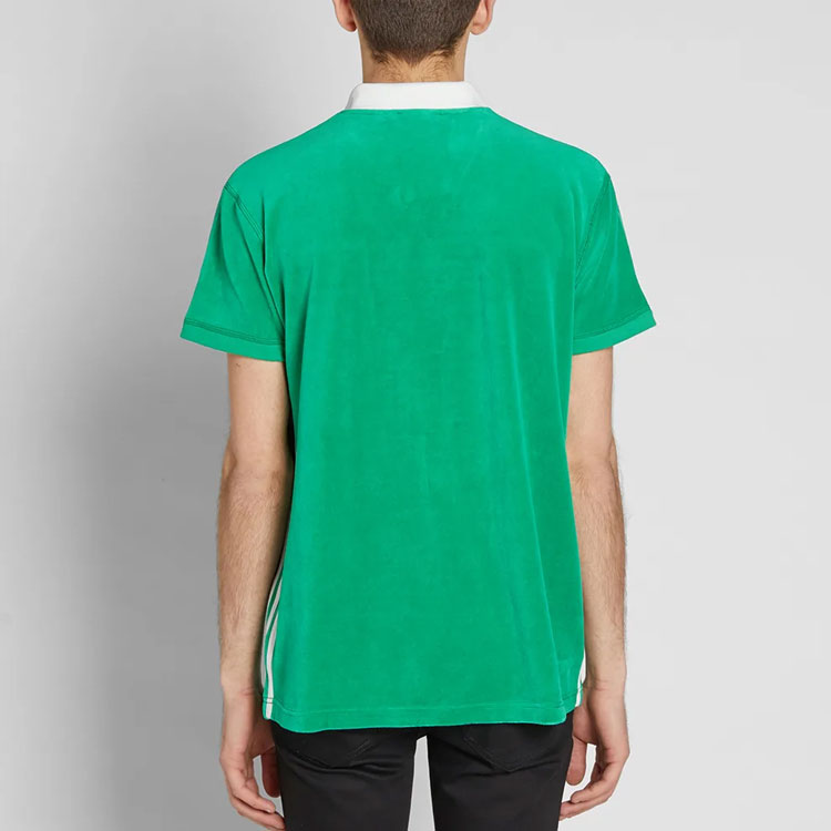 Men's adidas originals x Alexander wang Crossover Velvet Short Sleeve polo Green Polo Shirt BR0216