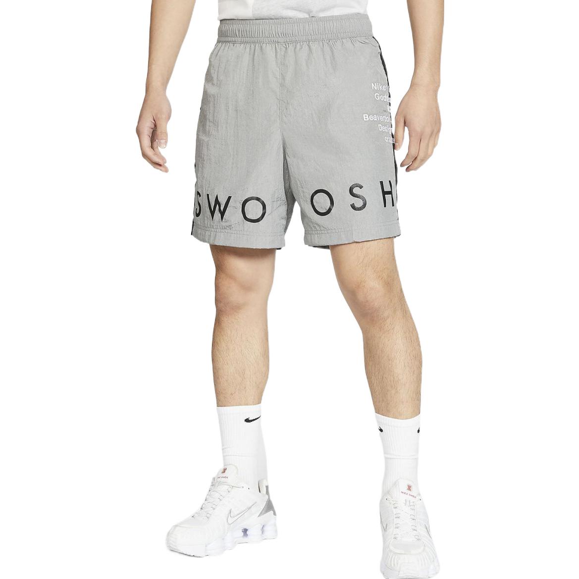 Men's Nike Alphabet Printing Elastic Waistband Straight Sports Shorts Gray CJ4905-073