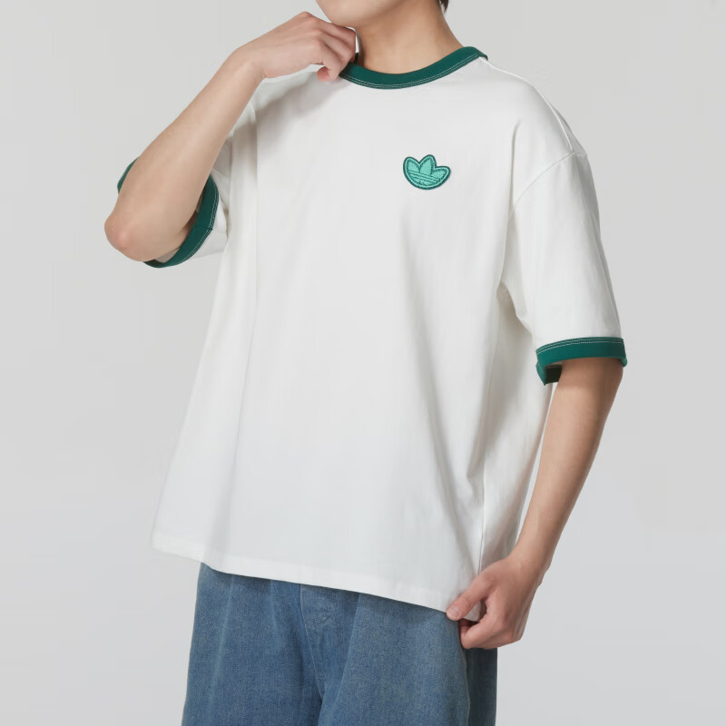 adidas Originals logo T-Shirt Asia Sizing 'White Green' JI7485